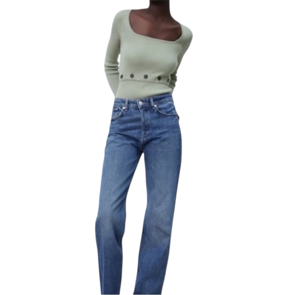 ZARA Sage Green Knit Longsleeve Woman’s Bodysuit